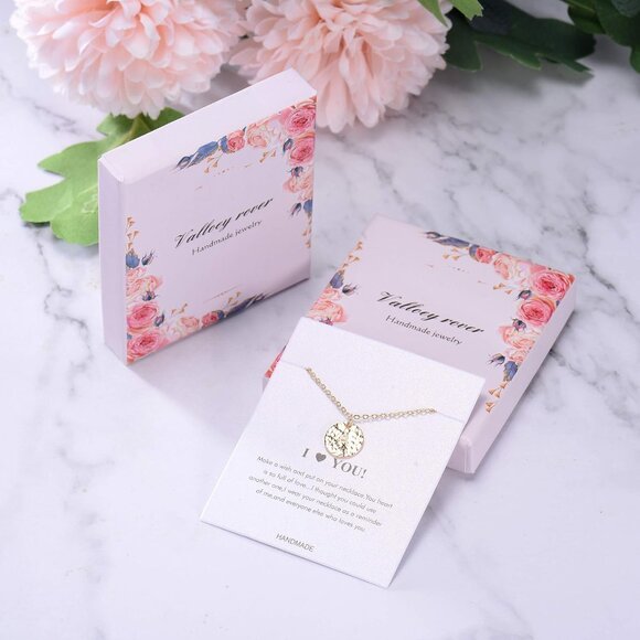 Personalized 14K Gold Plated Initial Necklace - Dainty Coin Pendant Charm - Picture 7 of 7